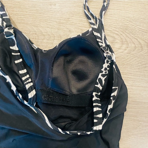 Christina One Piece Wrap Skirt Swimsuit Black & White Safari Animal Print 10 - Picture 9 of 12